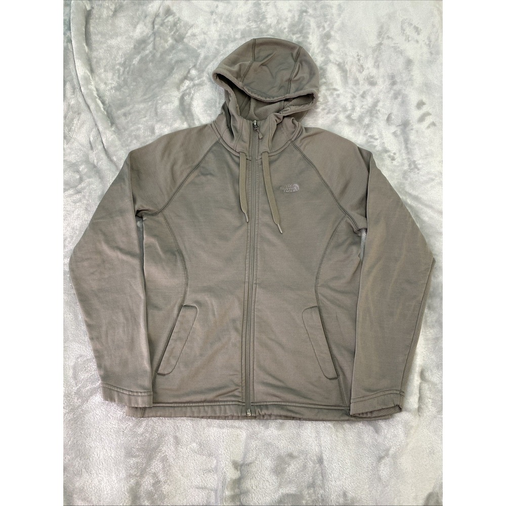 The North Face TKA Glacier Full Zip Hoodie Women Medium Taupe Gray Fleece Jacket